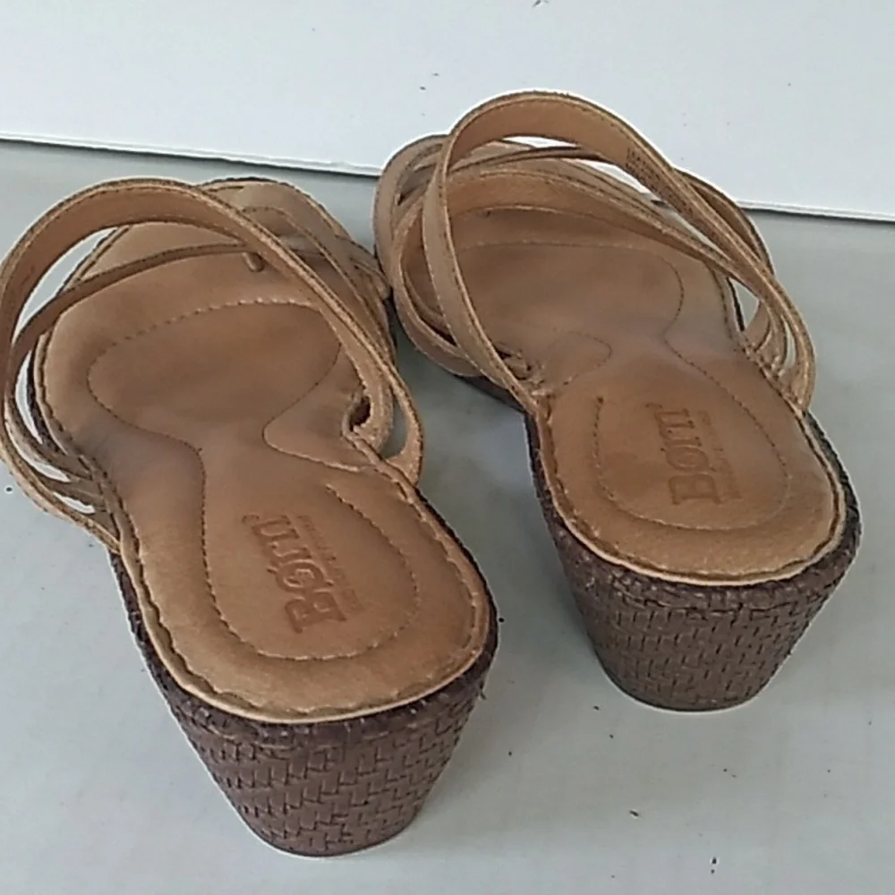 Tan Strappy Comfort‎ Sandals with Cork Sole Summer Casual Flat Slides